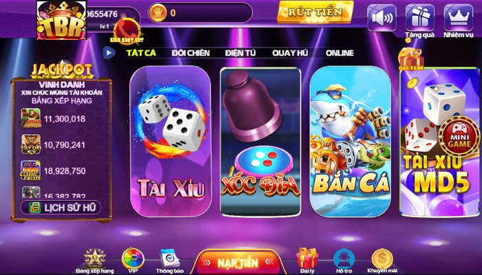 TBR Club - Siêu phẩm game đa dạng hấp dẫn người chơi